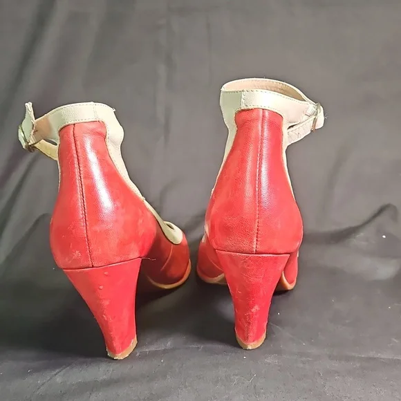Stylish Red and Cream Ankle Strap Women's Shoes by Miz Mooz - Picture 7 of 10